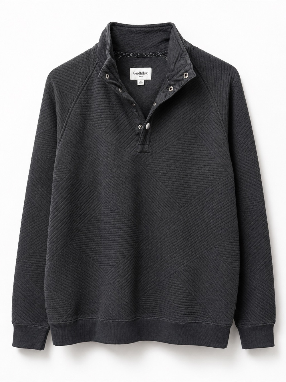 Goodfellow & Co Men’s Quilted Snap Mock Neck Pullover Sweatshirt NWT Size Small
